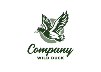 Flying Mallard Duck Logo Design For Any Company 