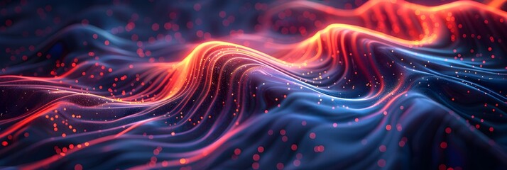 Obraz premium Dark Surface Banner with Ripples. Luxury Texture with Neon Accents