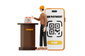 QR Code Payment 3D Illustration