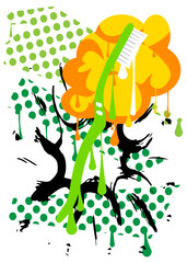 Toothbrush graffiti. Abstract modern street art decoration performed in urban painting style.