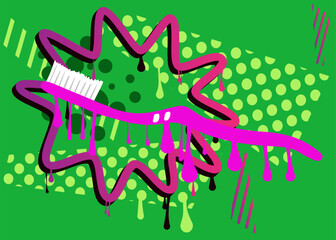 Toothbrush graffiti. Abstract modern street art decoration performed in urban painting style.