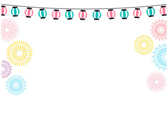 おしゃれな夏祭りの花火フレーム背景20