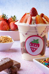 strawberries with cream and some toppings