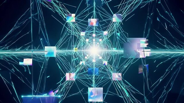 3D representation of a neural network processing for an Artificial Intelligence based image generator. Created by asking an AI video generator what the world looks like from its point of view.