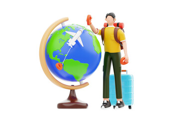 Travel Around The World 3D Illustration