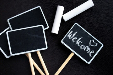 Miniature Chalk Board Welcome Fairy Garden or Name Tag Sign