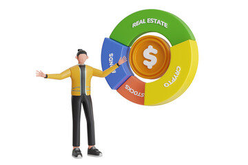 Diversifying Investments 3D Illustration