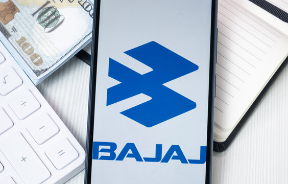 New York, USA - 30 June 2024: Bajaj Logo on Phone Screen, Company Icon