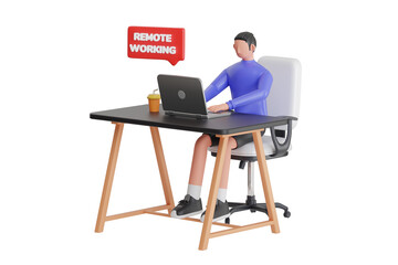 Remote Work 3D Illustration