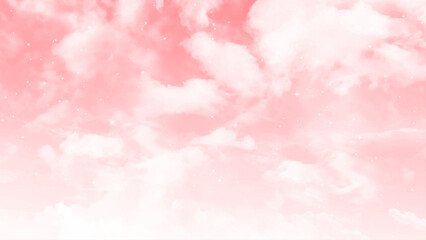 Pastel pink blue sky with clouds abstract watercolor background. Sky nature landscape background. 