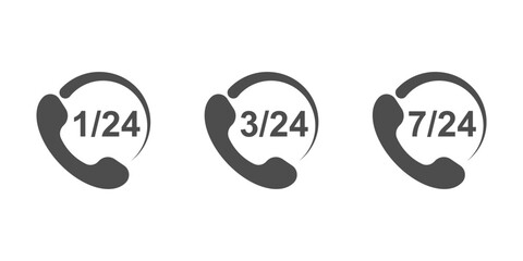 call center in 1, 3 and 7 days in 24 hours, service support in flat design