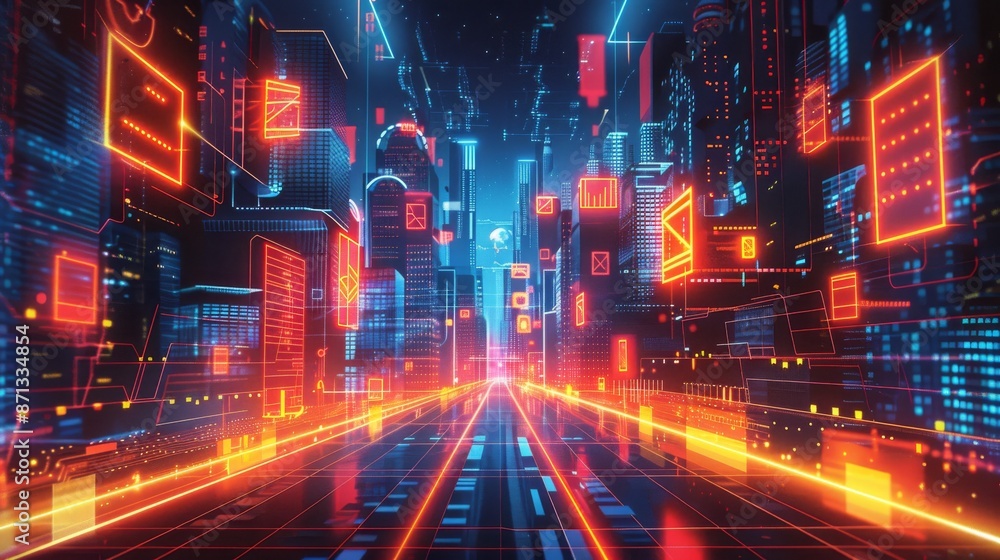 Poster digital transformation: businesses are increasingly adopting digital technologies to streamline oper