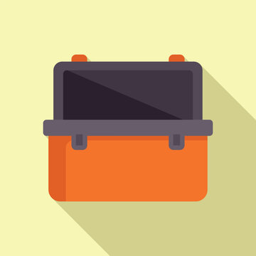 Open orange toolbox is holding tools for a construction or repair project