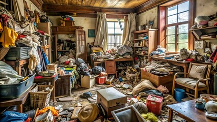 Interior of hoarder's house