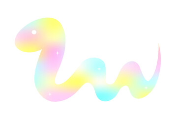 パステルカラーの蛇のイラスト