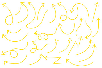 Fototapeta premium The collection of hand drawn arrows. Arrows set on the white background.