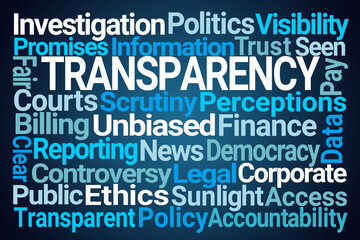 Transparency Word Cloud on Blue Background