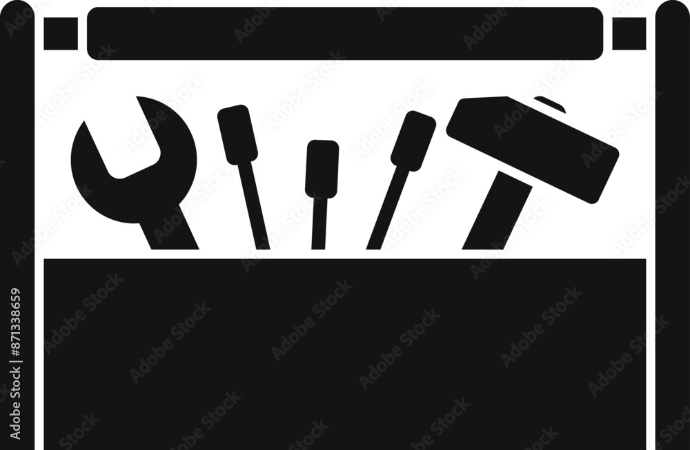Poster this simple icon features a toolbox holding tools, perfect for projects related to construction, rep