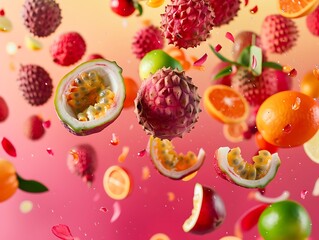 Tropical Fruit Explosion in mid-air