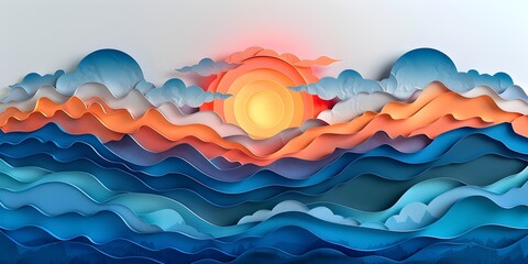 Fototapeta premium Design of sky made from paper cutouts
