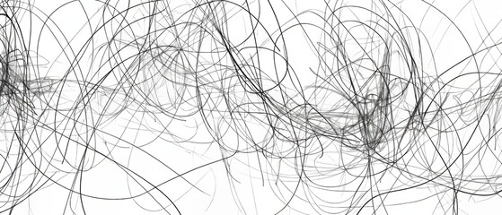 Fototapeta premium Panoramic close-up, high detail scan of continuous line scribble sketch, on white background, Generative AI