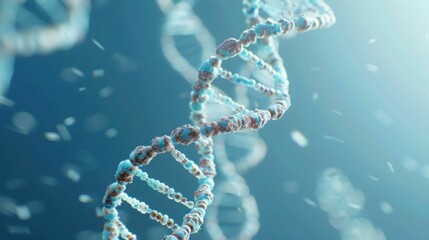 DNA gene chain, molecular spiral structure, on a blue background