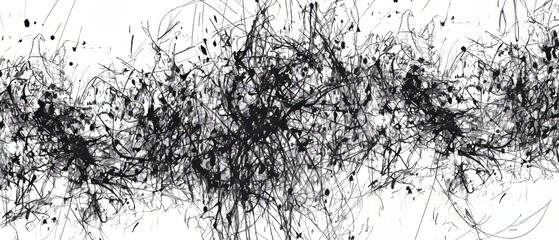 Obraz premium Panoramic close-up, high detail scan of haphazard scribble sketch, on white background, Generative AI