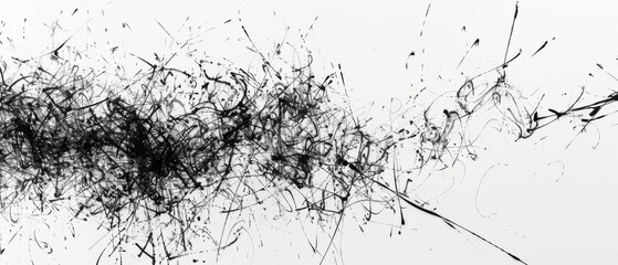 Panoramic close-up, high detail scan of jagged scribble sketch, on white background, Generative AI