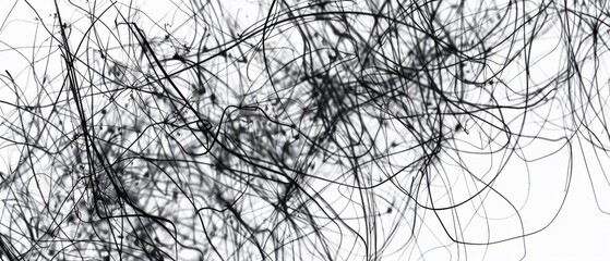Obraz premium Panoramic close-up, high detail scan of overlapping scribble sketch, on white background, Generative AI