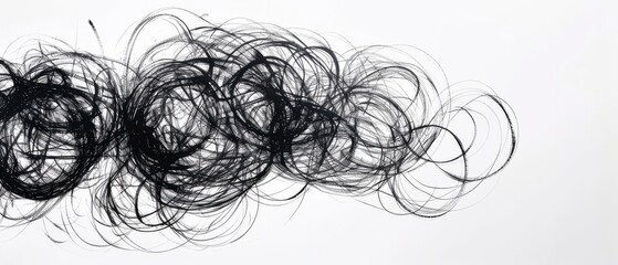 Panoramic close-up, high detail scan of swirling scribble sketch, on white background, Generative AI