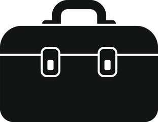 Black toolbox icon representing construction, maintenance and diy, isolated on white background
