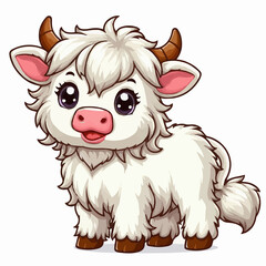 Cute White Highland Cow Clipart