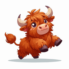 Cute Highland Cow Jumping Clipart