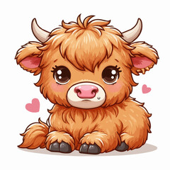 Cute Highland Cow Laying Down Clipart