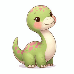 Cute Baby Green Long Neck Dinosaur Clipart