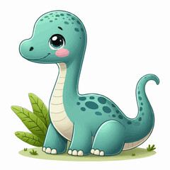 Cute Baby Long Neck Dinosaur Clipart 
