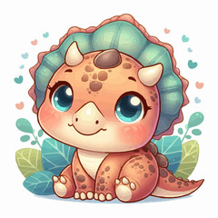 Cute Baby Triceratops Dinosaur Clipart