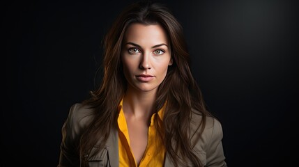 Confident woman looking at camera, studio 