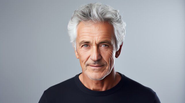 Confident senior man with gray hair, 