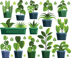 Houseplant Elements Vector Illustration