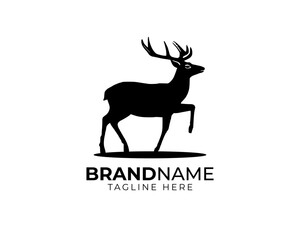 deer standing elegantly logo icon vector illustration silhouette template. icon isolated on white background