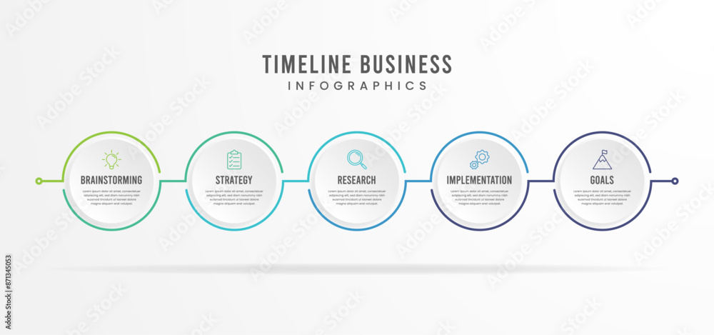 Sticker timeline infographics with icons. modern presentation template with 5 steps for business process. we