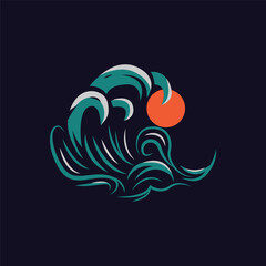 Fototapeta premium Abstract sea and ocean wave graphic illustration