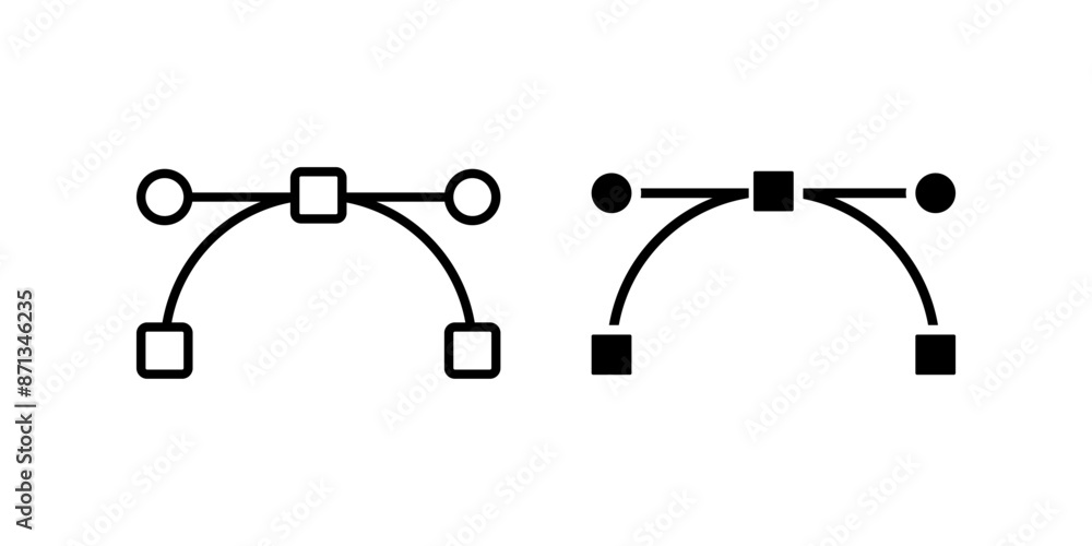 Poster curve icon set. anchor point symbol. for mobile concept and web design. vector illustration on white