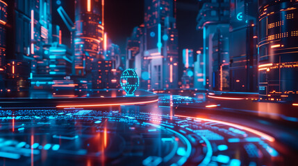 futuristic technology wallpaper with augmented reality holograms, digital tech background 