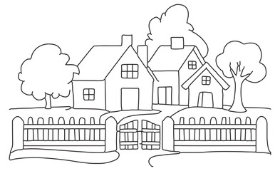 Home coloring book page design