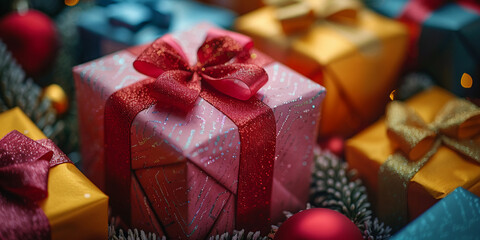 Festively Wrapped Presents Under the Tree