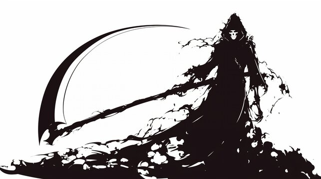 大きな鎌を持った死神のシルエット12