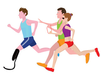 パラ陸上のユニバーサルリレーのイラスト素材です。