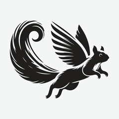 Fototapeta premium Elegant Flying Squirrel Silhouette Logo for Nature Enthusiasts